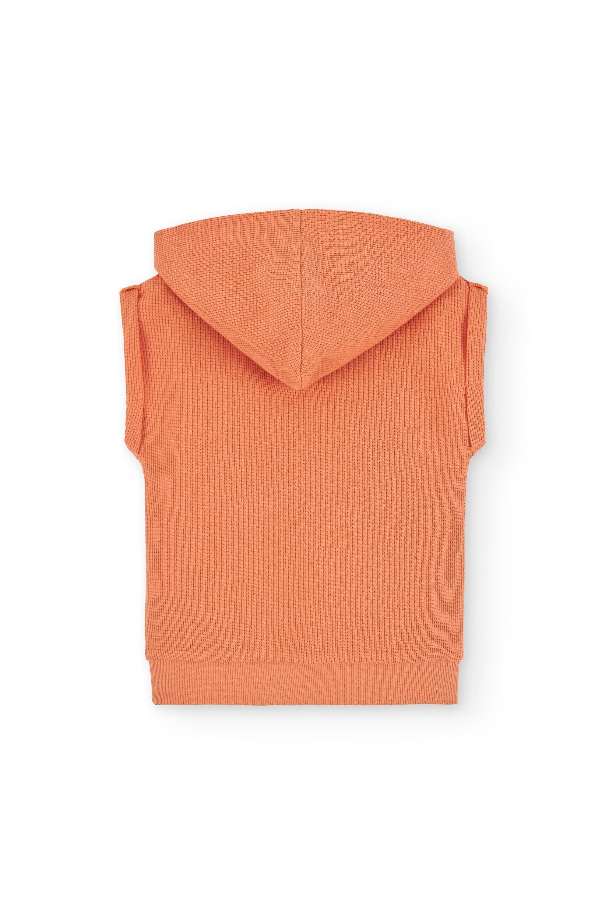 Sudadera sin mangas con capucha niño naranja 3/5