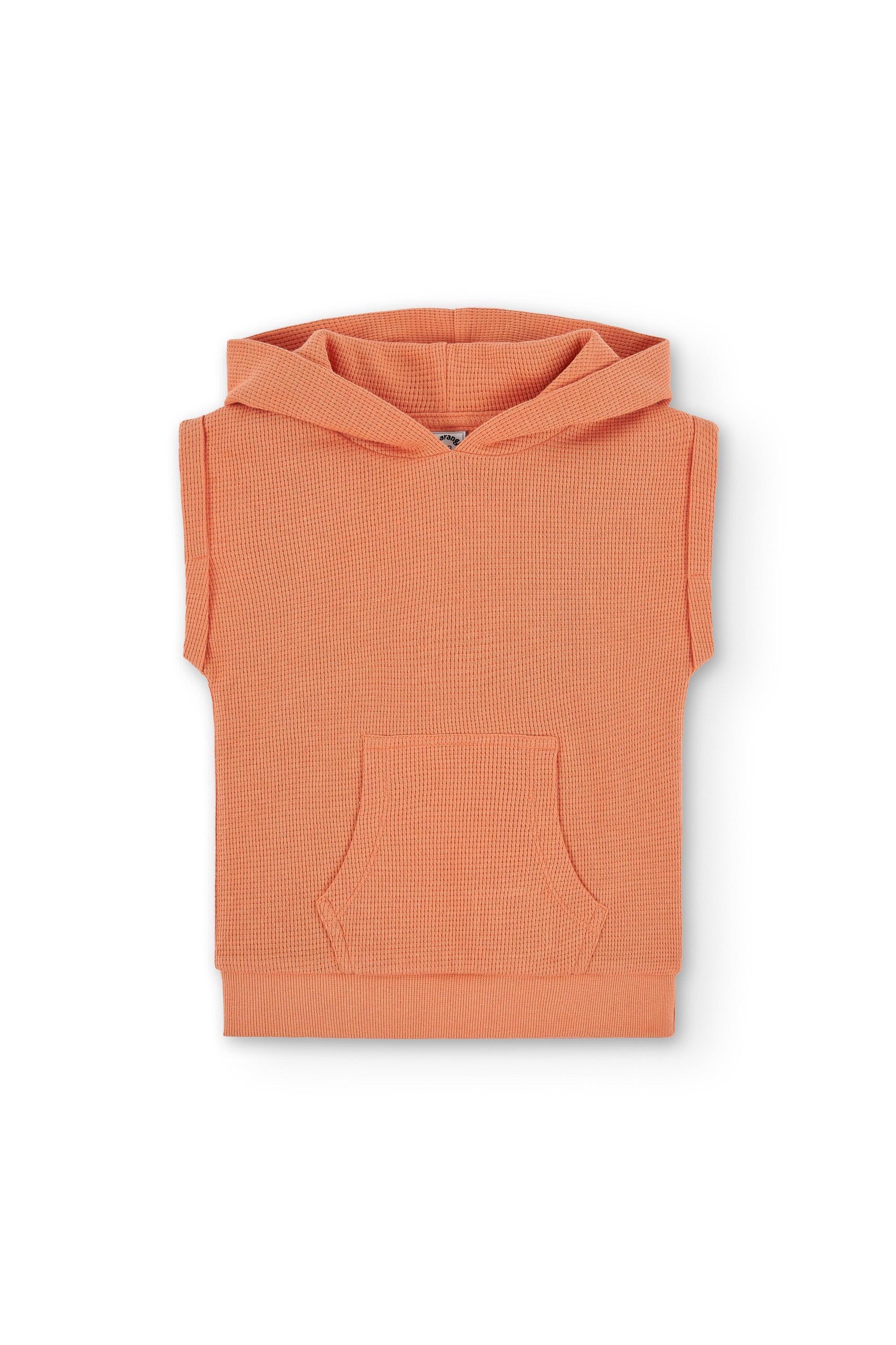 Sudadera sin mangas con capucha niño naranja 2/5