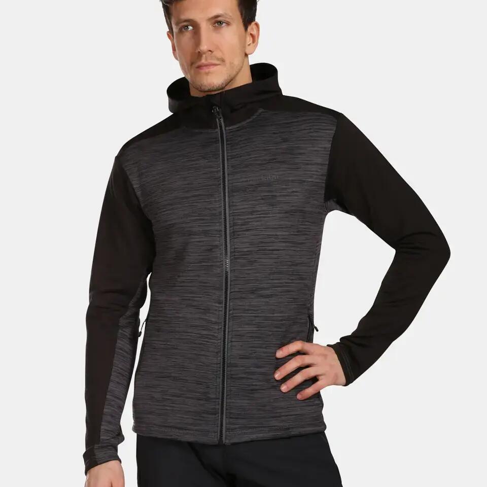 Kilpi Sevelen-M Men's Full-Zip Fleece Hoodie Black/Dark Grey