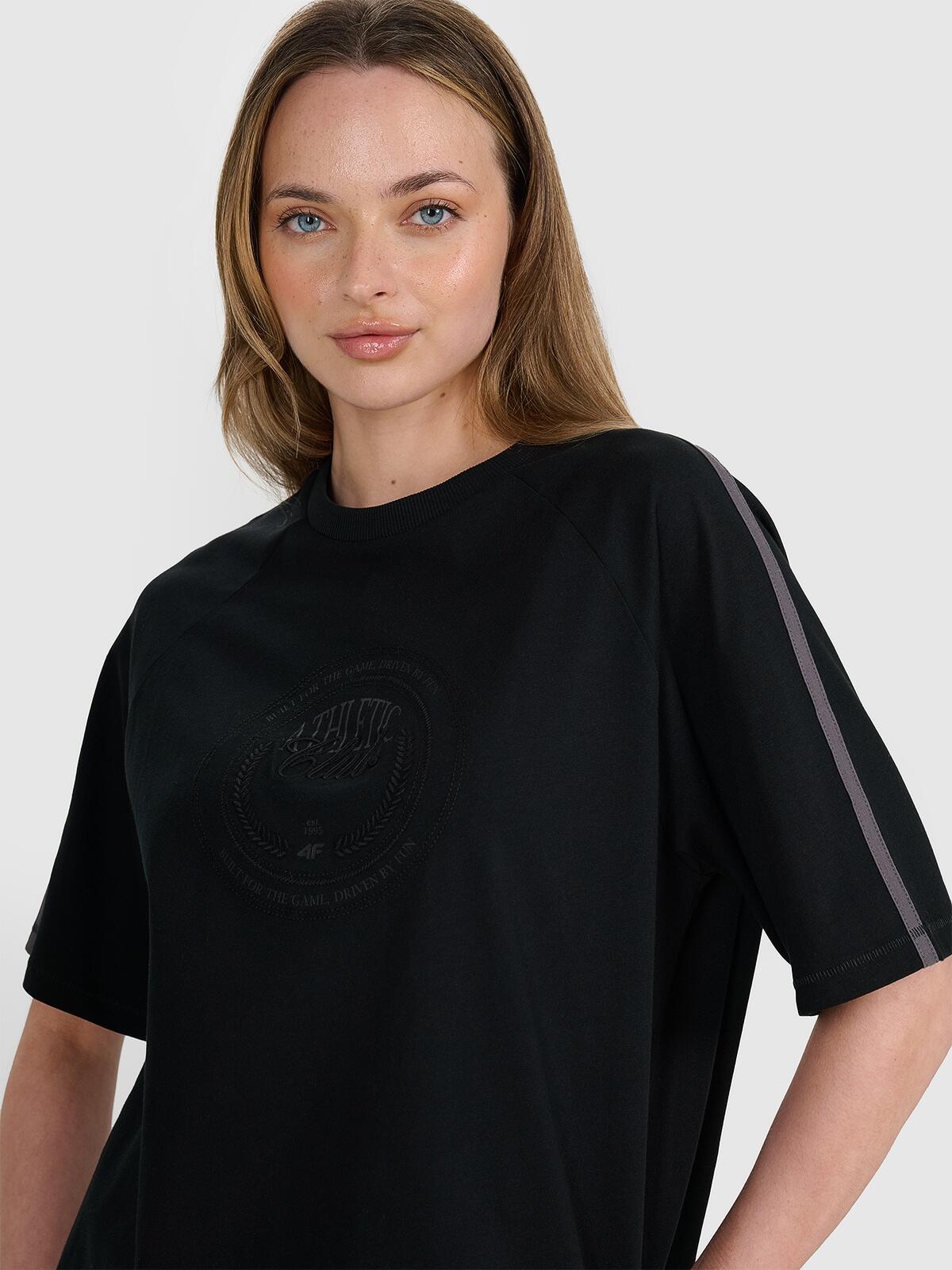 T-shirt oversize z nadrukiem damski 4F 4FRSS25TTSHF2791 3/6