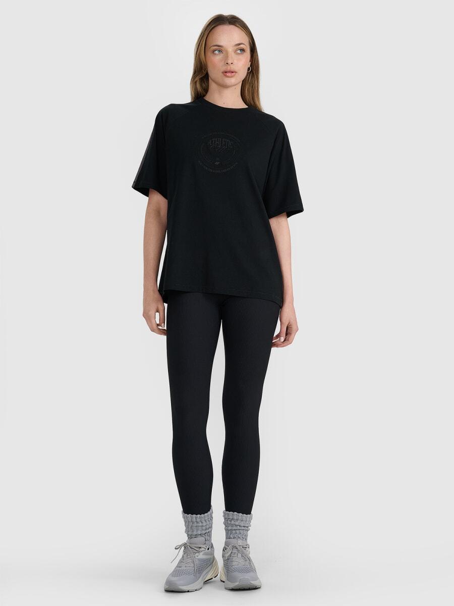 T-shirt oversize z nadrukiem damski 4F 4FRSS25TTSHF2791 4/6