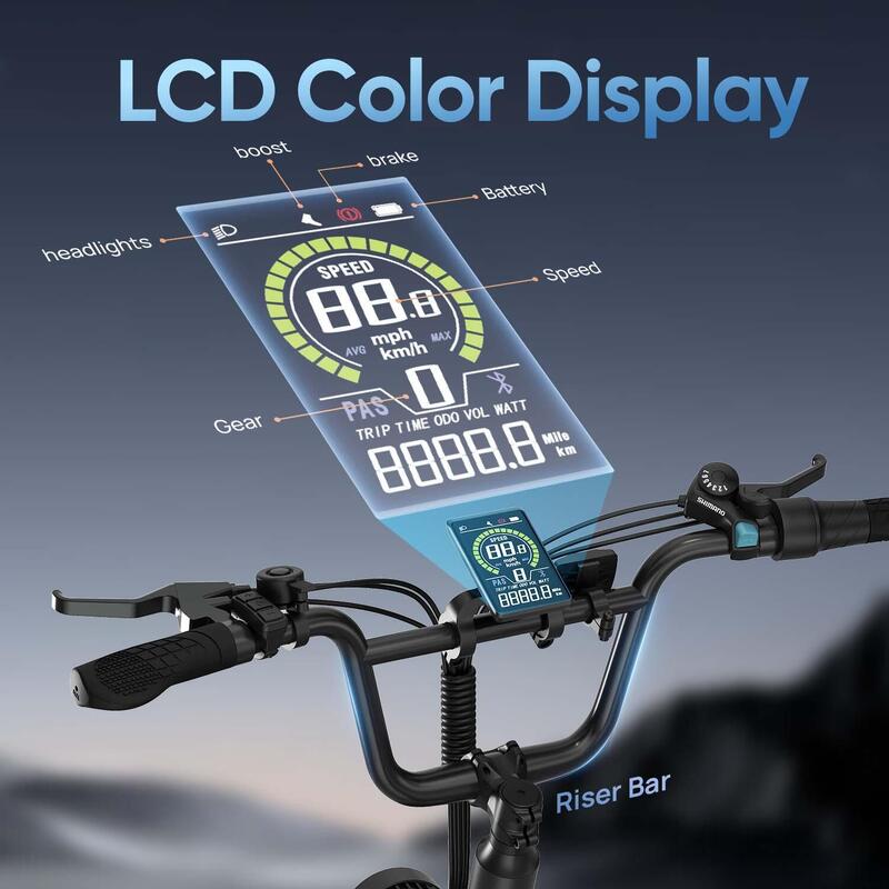 Bicicletă electrică URLIFE E20 Pro cu baterie de 48V 15.6AH, afișaj LCD