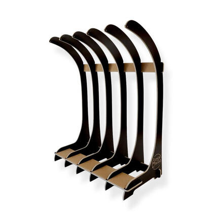 Rack surf autoportant bois noir – rangement planches surf / SUP / snowboard