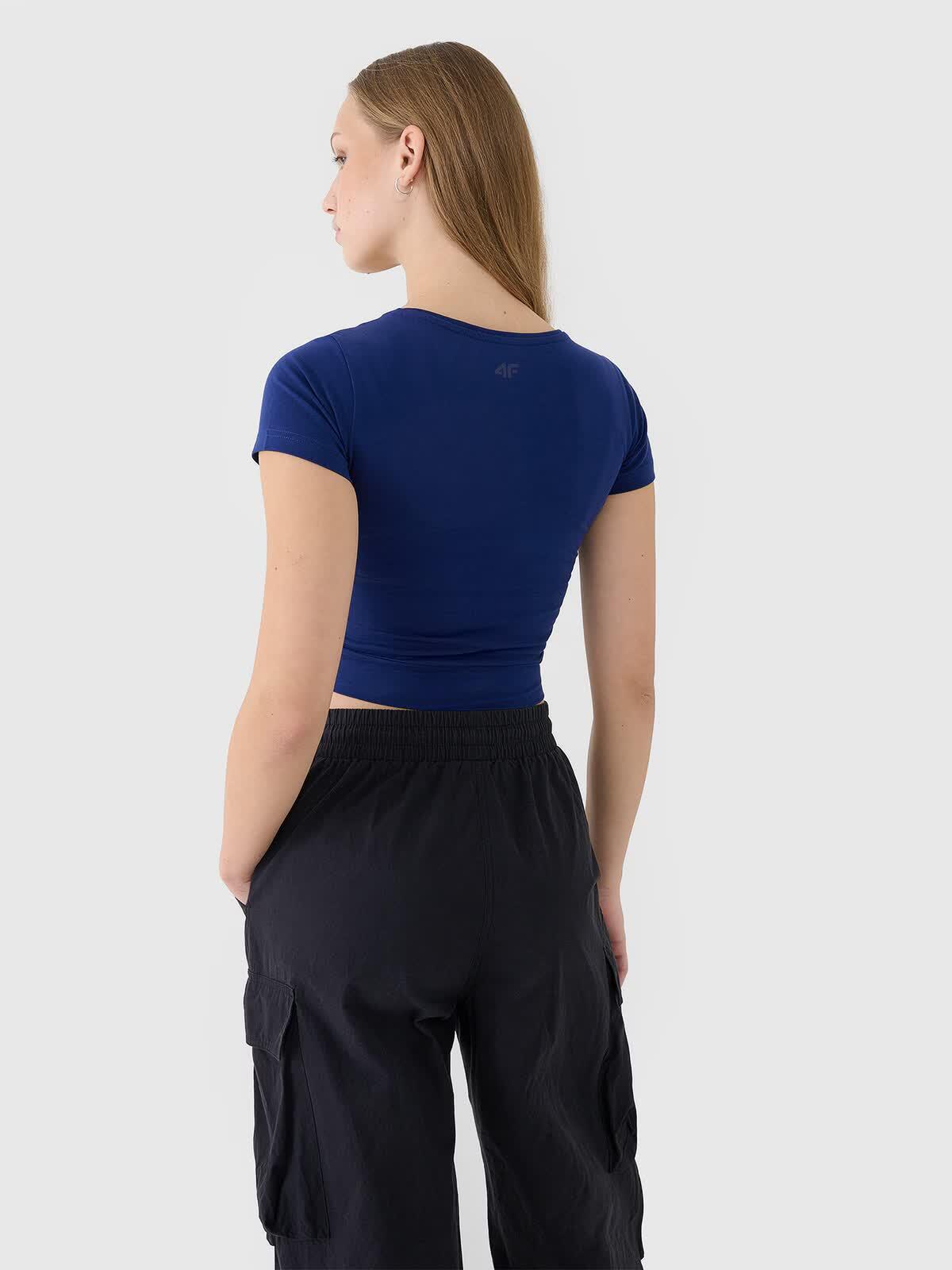 T-shirt crop top gładki damski 4F 4FRSS25TTSHF2695 3/6