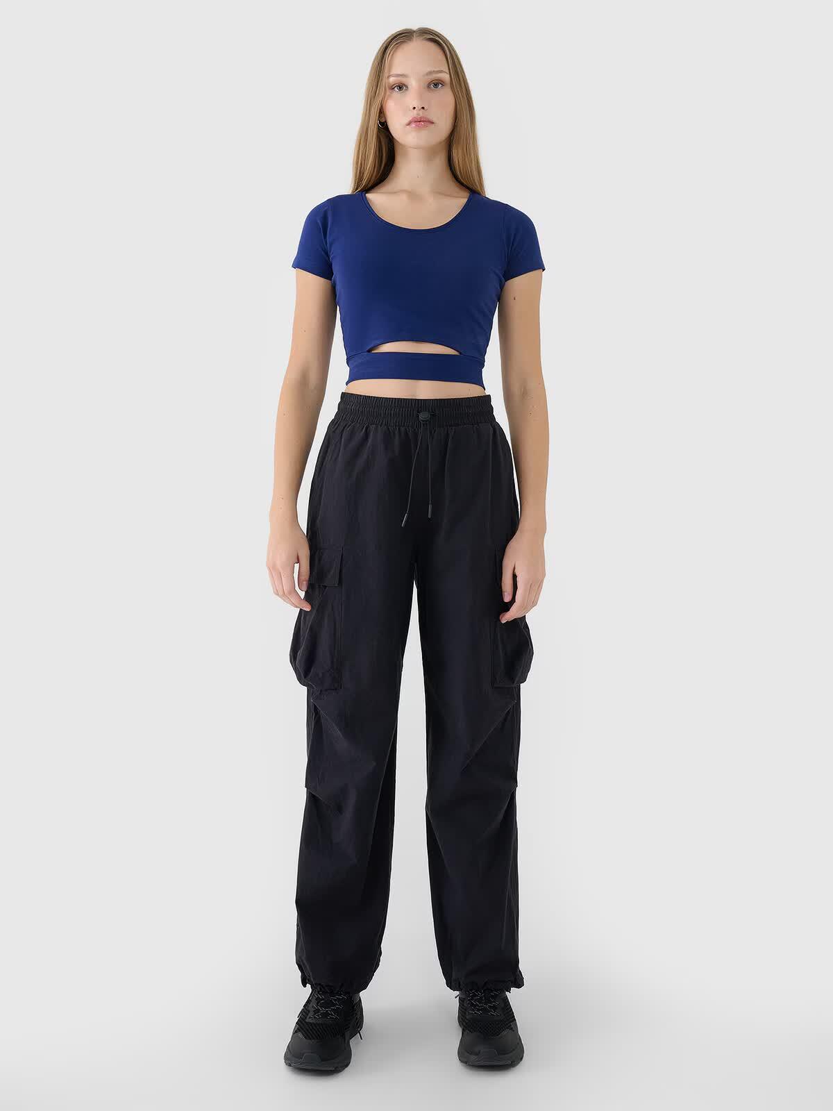 T-shirt crop top gładki damski 4F 4FRSS25TTSHF2695 4/6