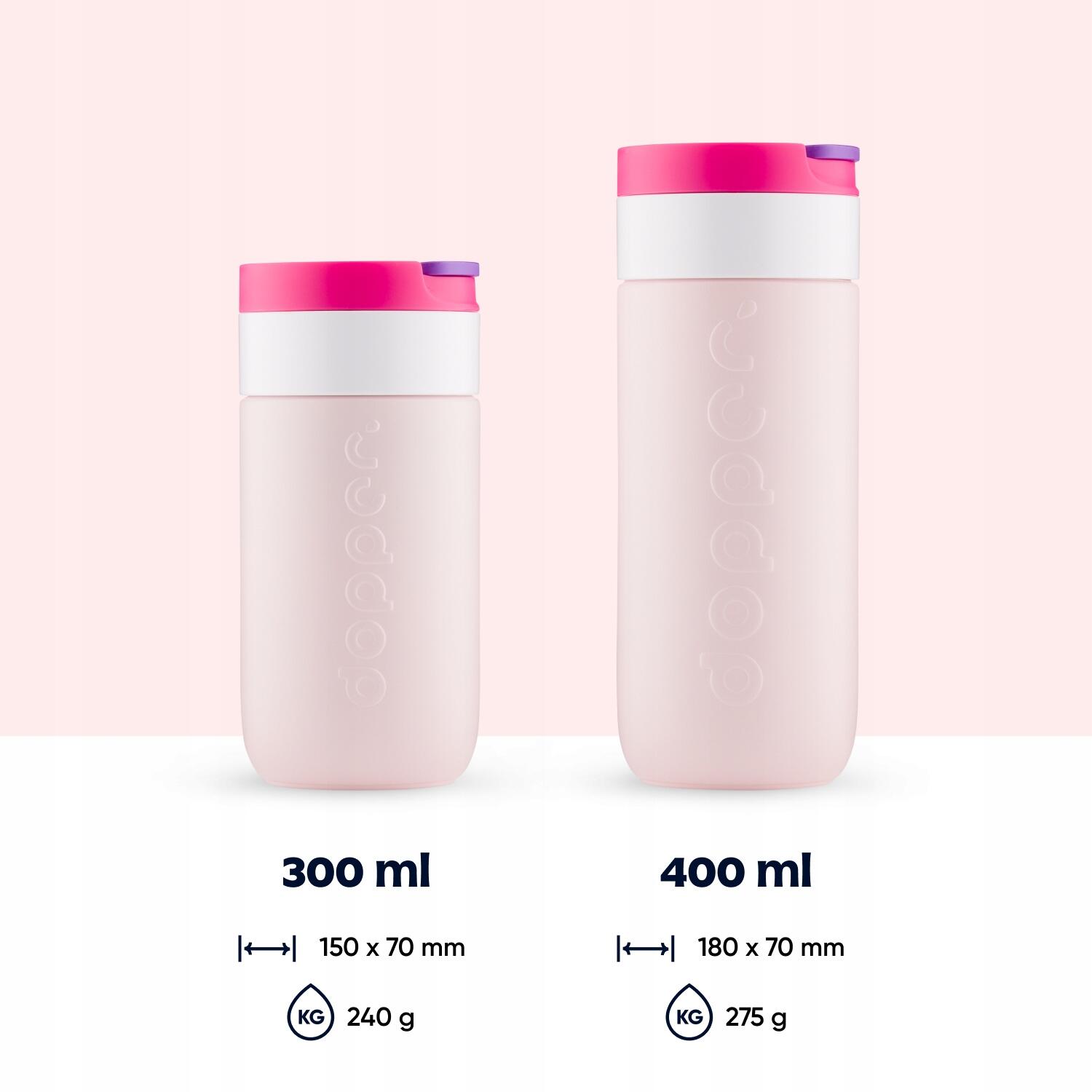 Kubek termiczny Dopper Travel Mug 400ml Berry Pink ciepłe zimne gazowane 6/7