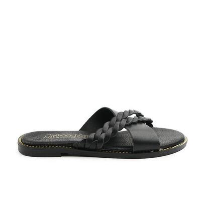 Echt lederen slippers mikonos zwart