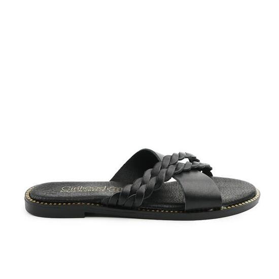 Flip-Flops aus echtem Leder Mikonos Schwarz Schwarz