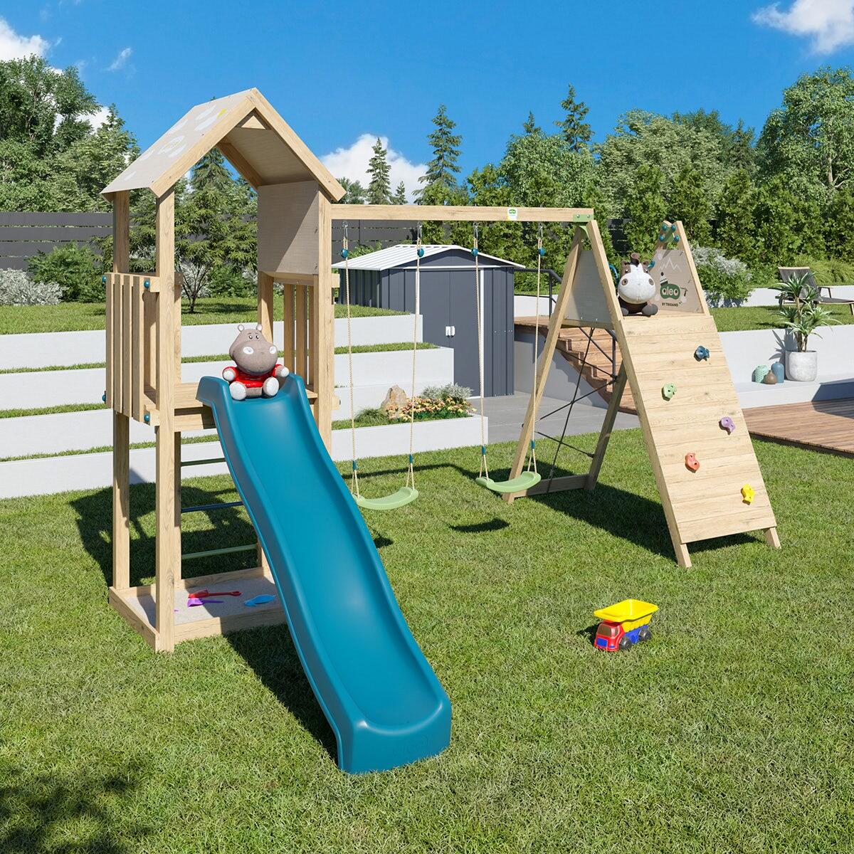 Aire de jeux bois 2,20 m OLYMPIA XPERIENCE 2 - 9 enfants 7/8