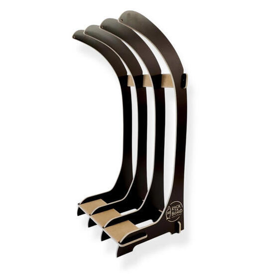 Rack surf autoportant bois noir – rangement planches surf / SUP / snowboard