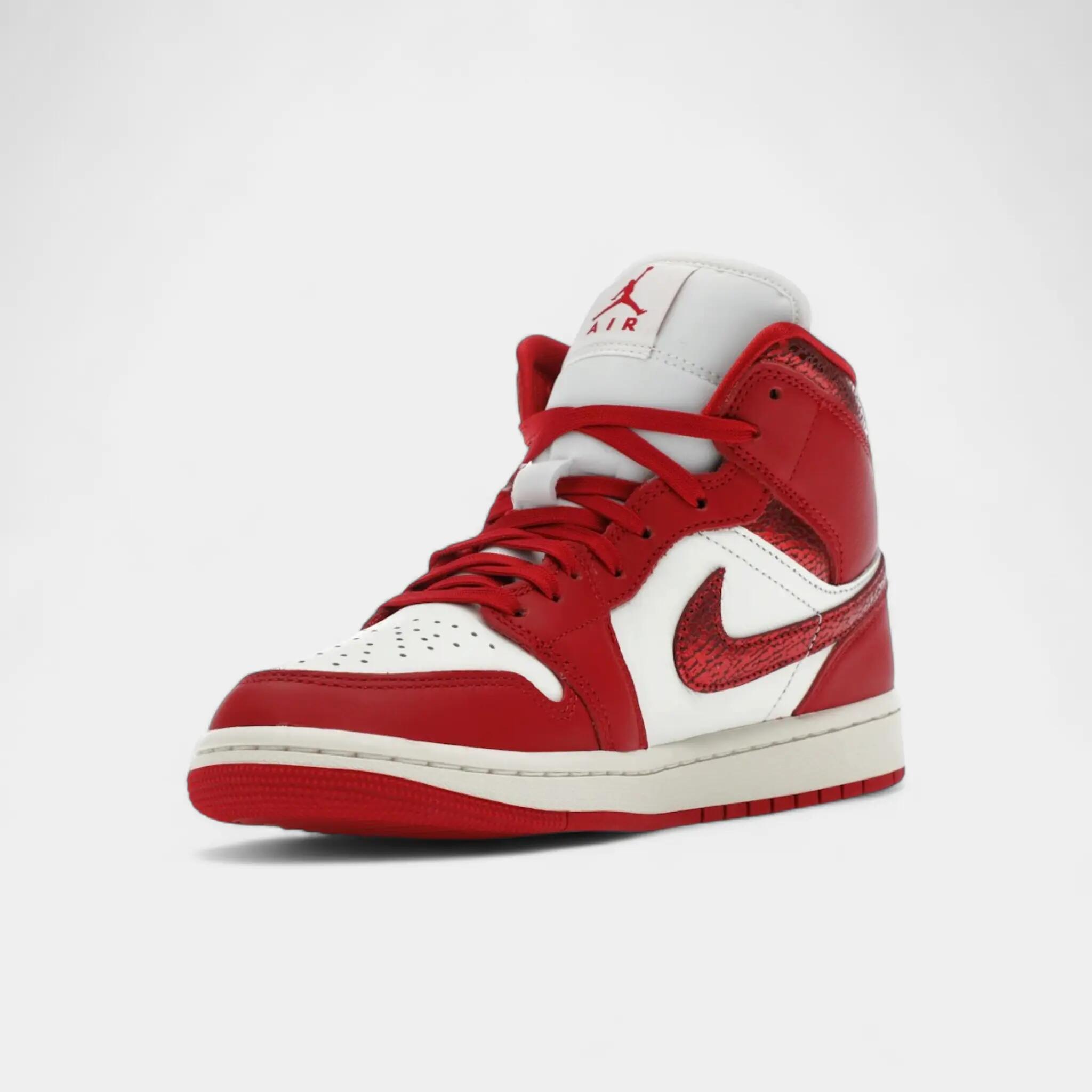 Jordan 1 Mid SE Red Cracked Leather (Women's) 3/5
