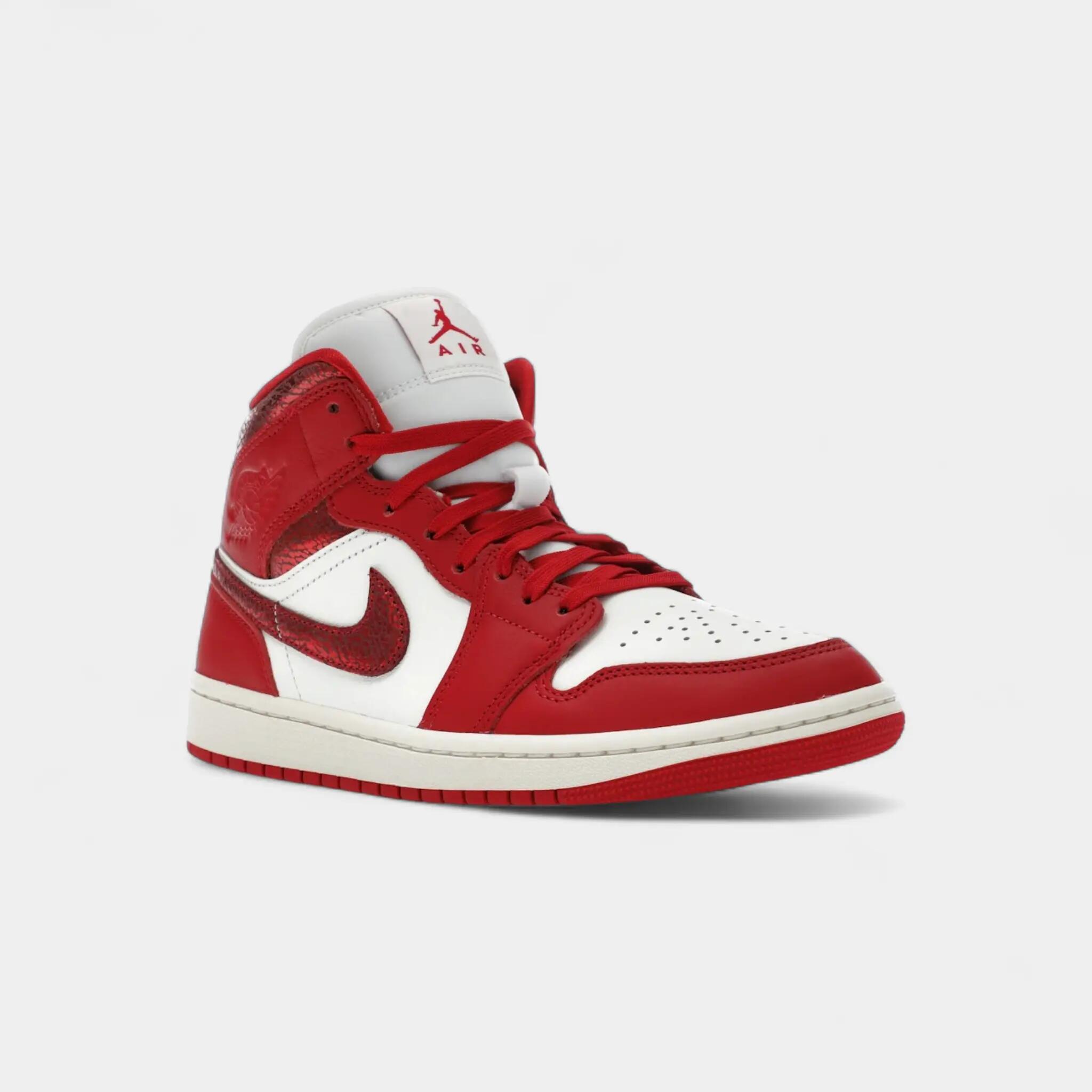 Jordan 1 Mid SE Red Cracked Leather (Women's) 2/5