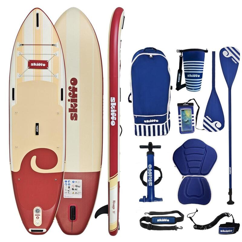 SUP 11' Skiffo Rivage CORAL - caiac 2 în 1 - pachet complet și design unic