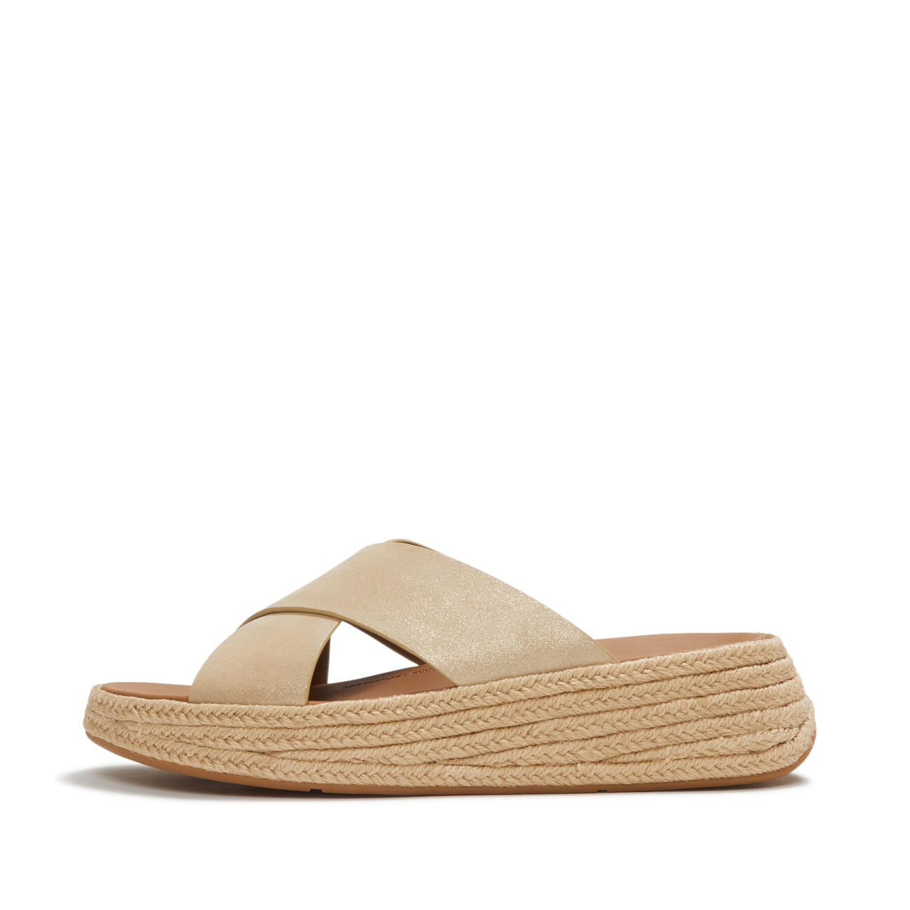 FITFLOP FitFlop F-Mode Espadrille Shimmersuede Cross Slides  PLATINO 43 3/7