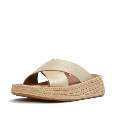 FITFLOP FitFlop F-Mode Espadrille Shimmersuede Cross Slides PLATINO 39
