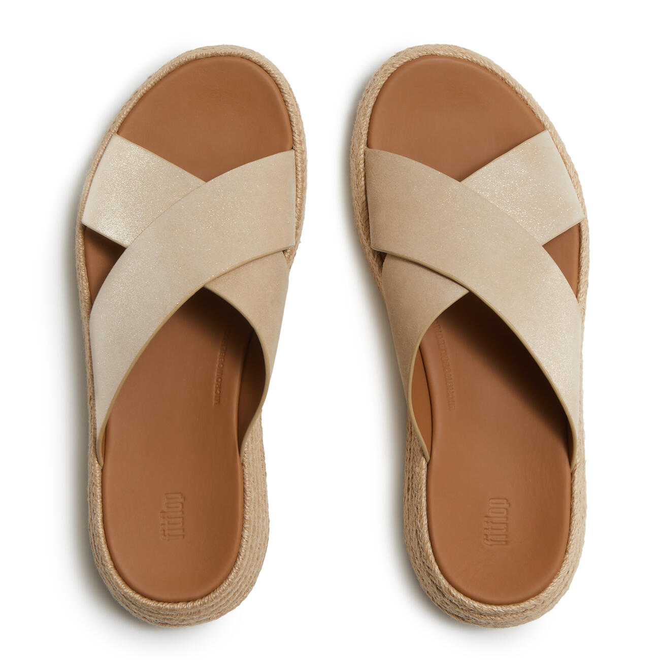 FITFLOP FitFlop F-Mode Espadrille Shimmersuede Cross Slides  PLATINO 43 5/7