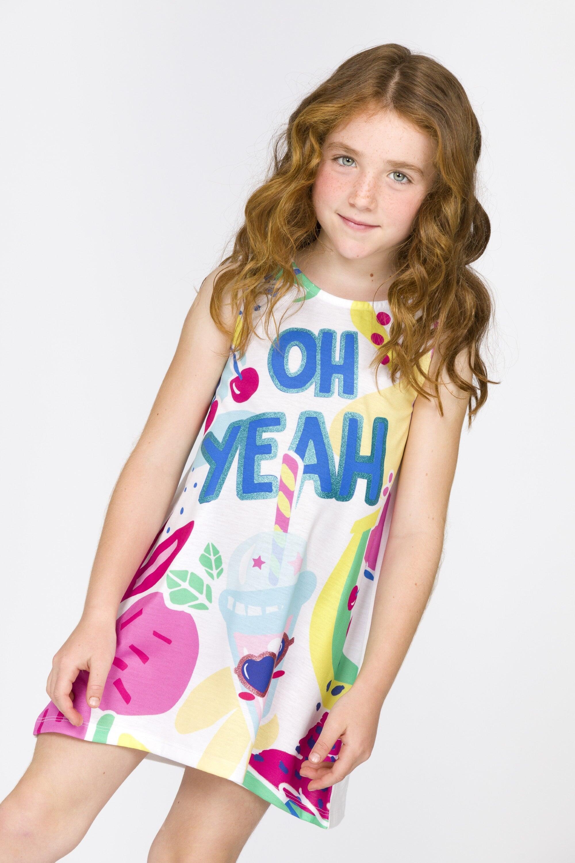 Vestido niña blanco estampado tropical 2/5