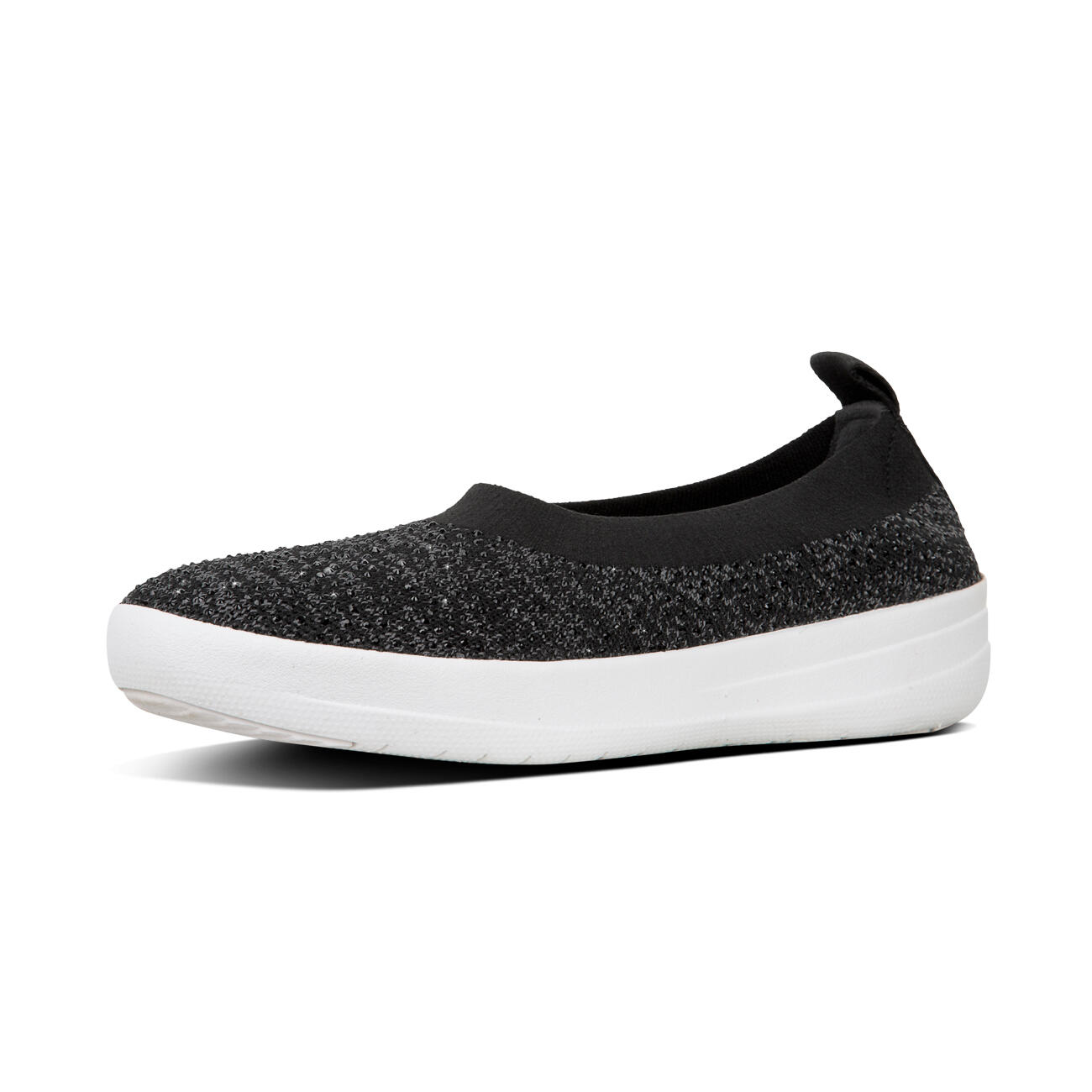FITFLOP Crystal Uberknit Ballerina  ZWART/GRIJS 36 3/6