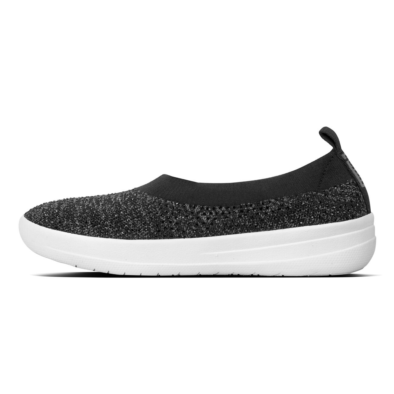FITFLOP Crystal Uberknit Ballerina  ZWART/GRIJS 36 4/6