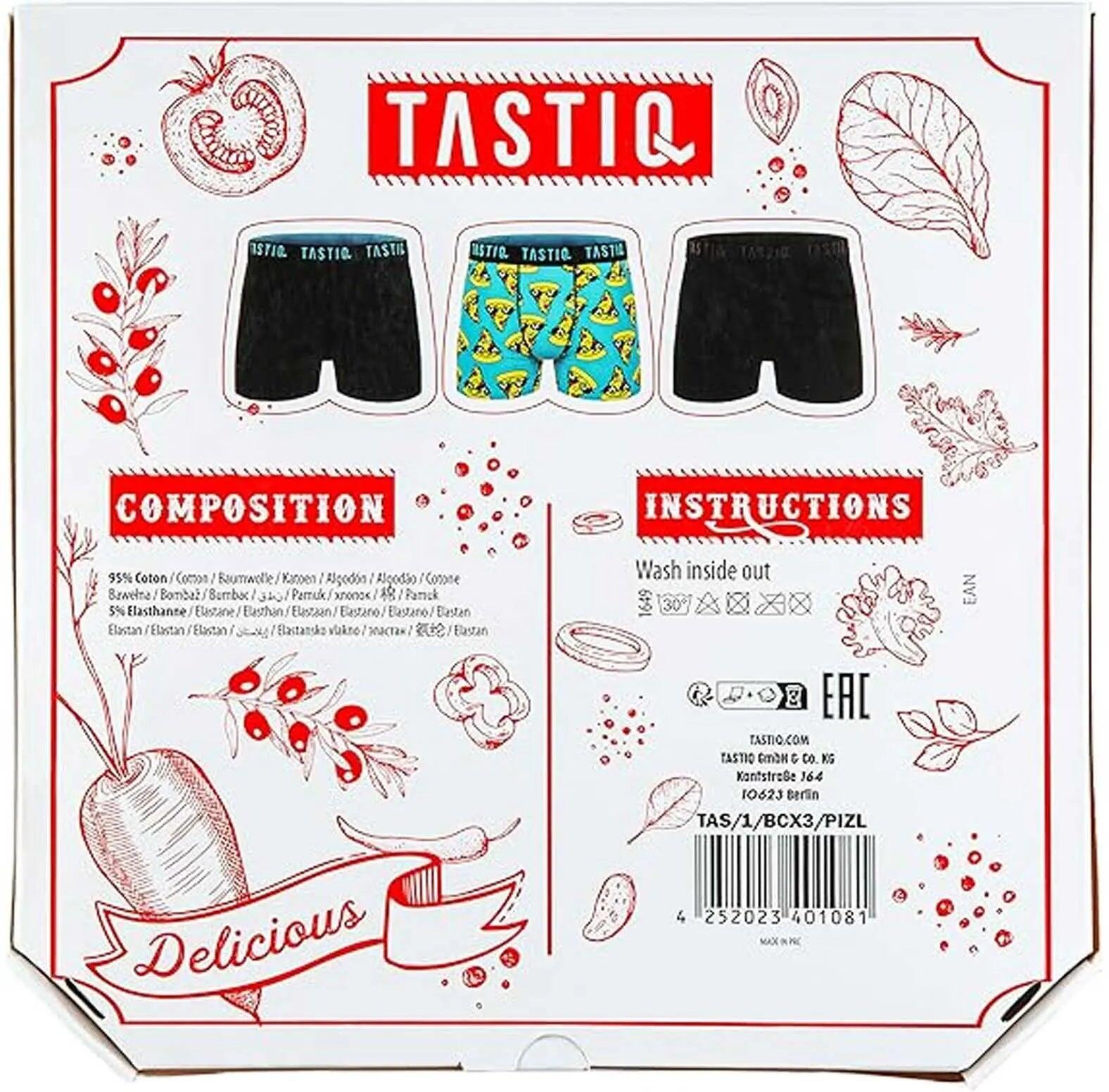 Tastiq Pack 3 Boxers Pizza - Coffret Cadeau, Noir 5/6