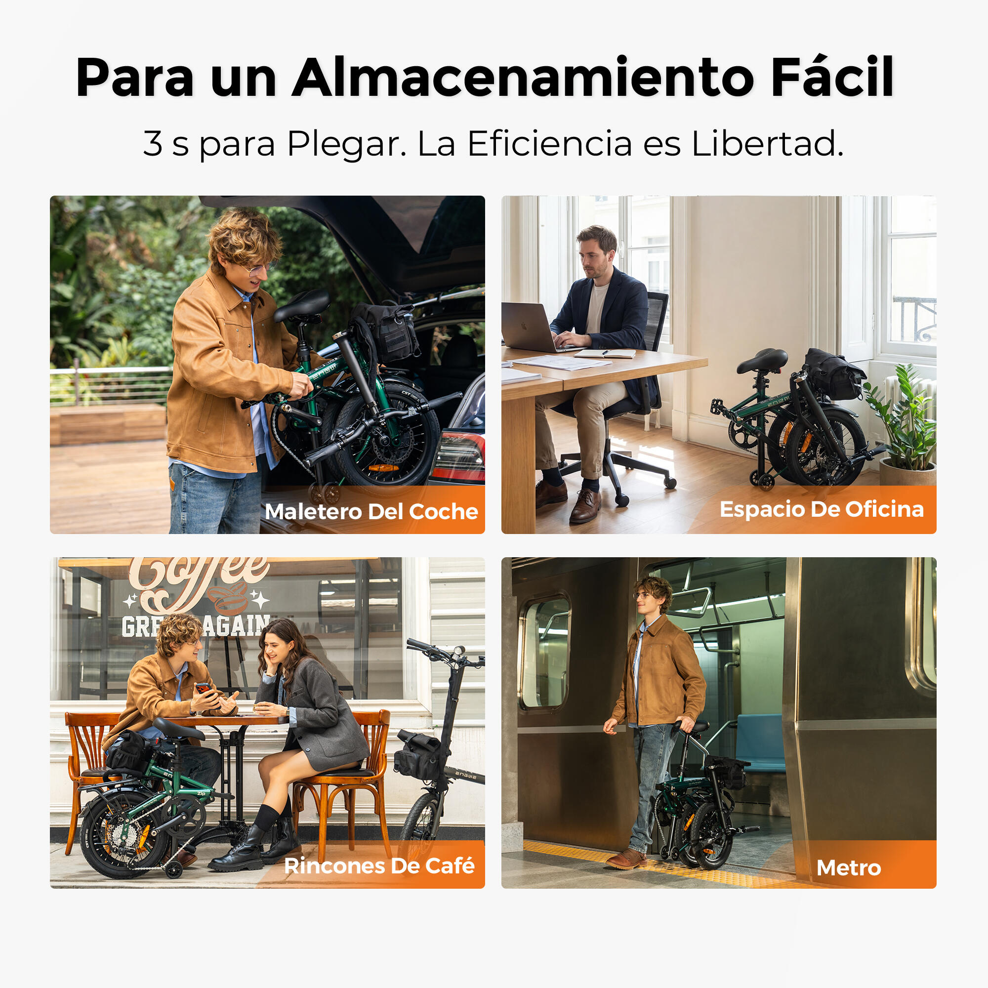 Bicicleta eléctrica plegable urbana, 250W 36V 10Ah batería extraíble 3/7
