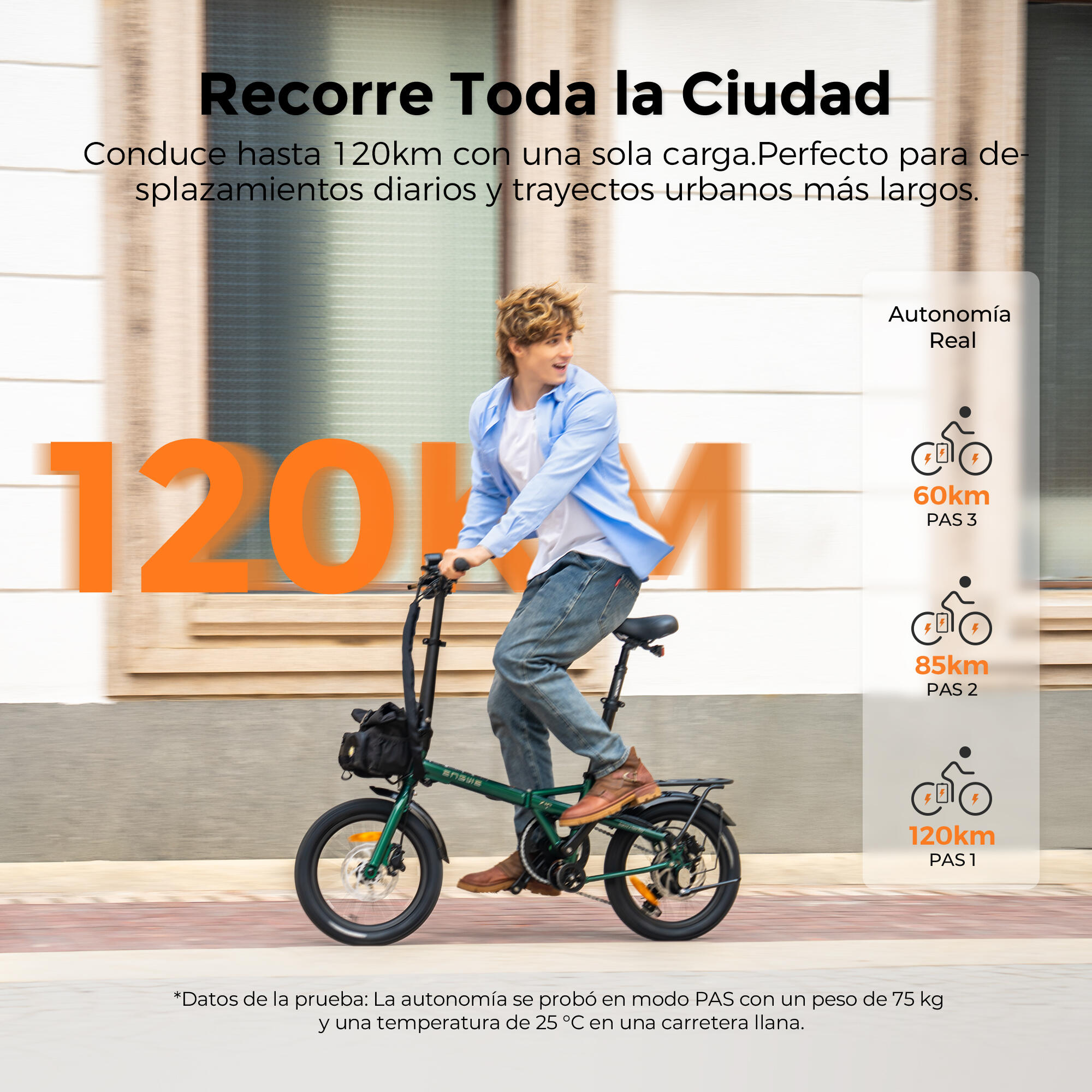 Bicicleta eléctrica plegable urbana, 250W 36V 10Ah batería extraíble 5/7