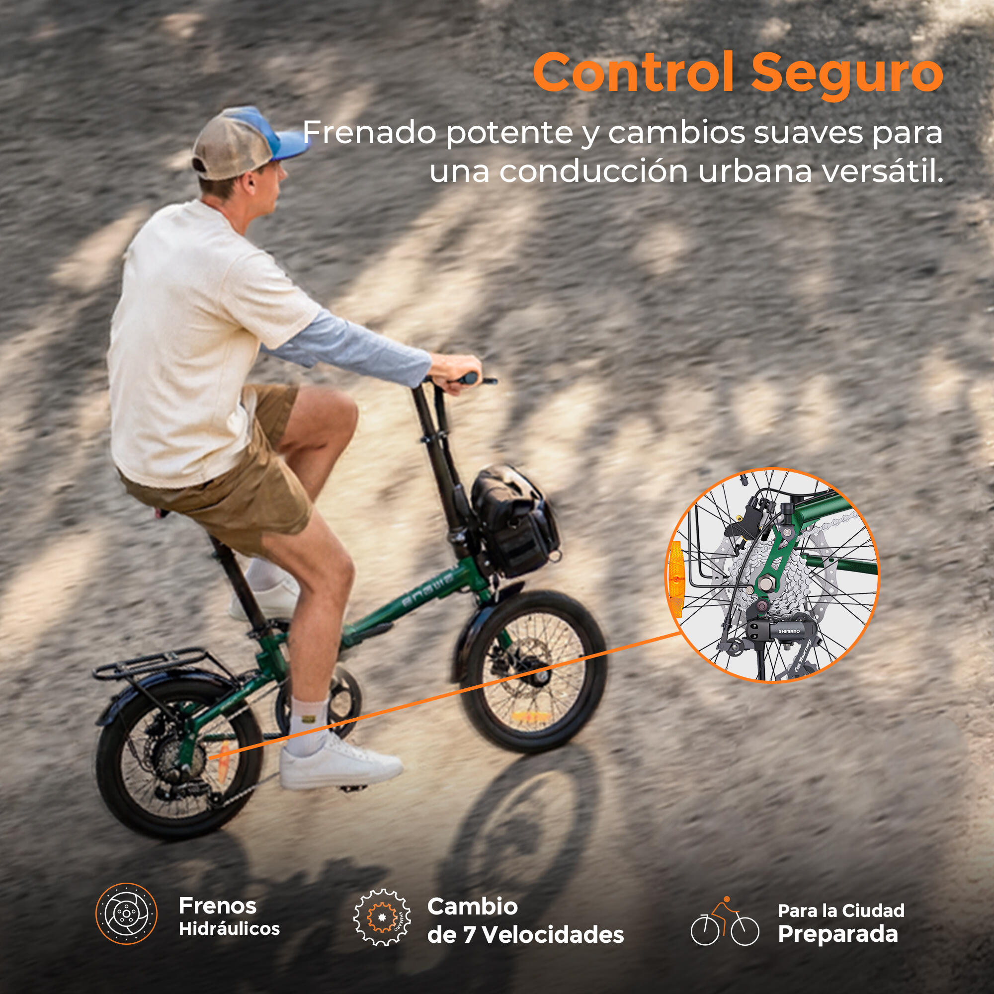 Bicicleta eléctrica plegable urbana, 250W 36V 10Ah batería extraíble 7/7