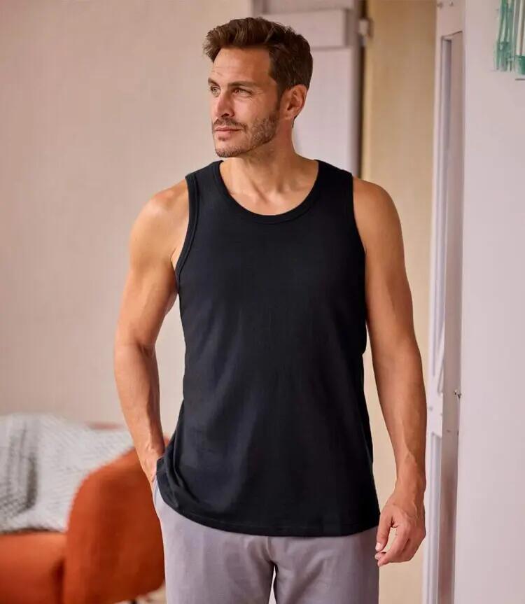 4er-Pack einfarbige Tanktops in Schwarz 2/5