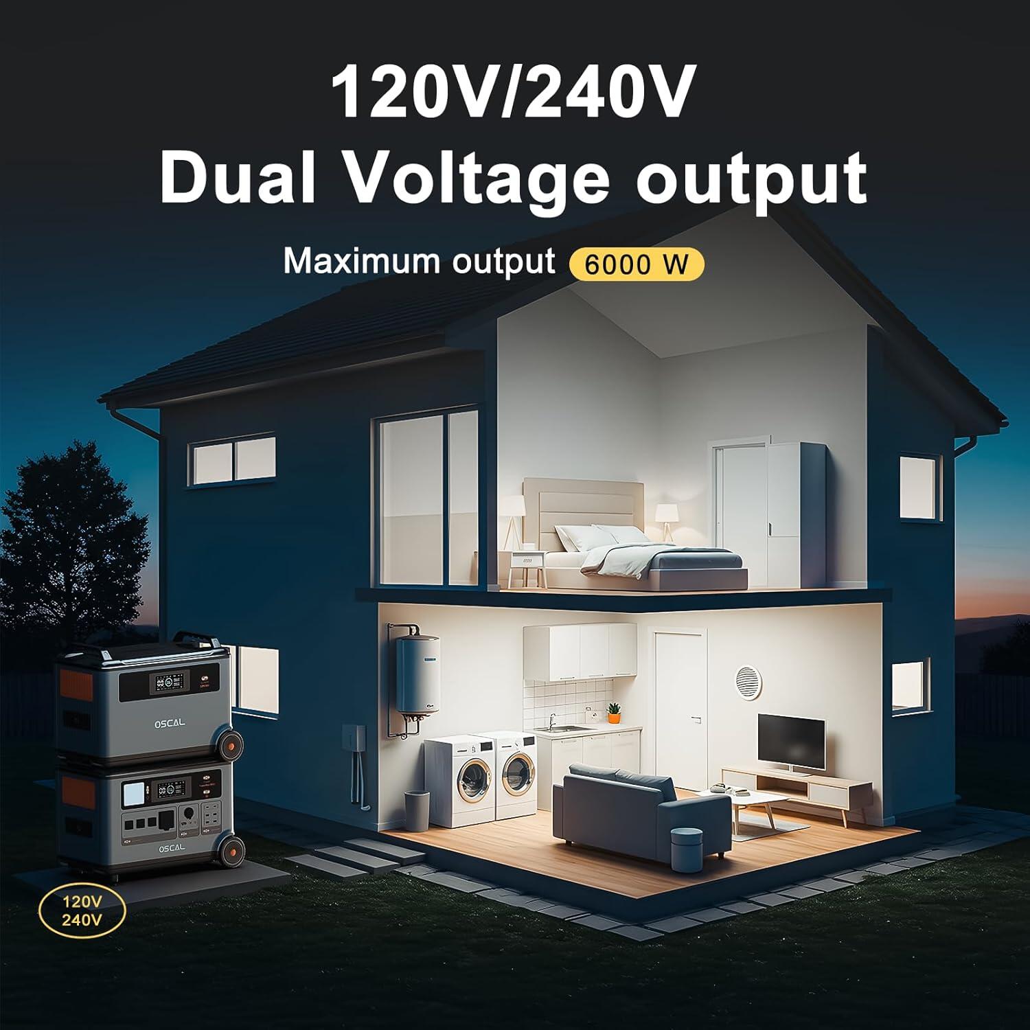 Oscal PowerMax 6000 Générateur Solaire, Station d’énergie à batterie LFP 3600Wh 5/7