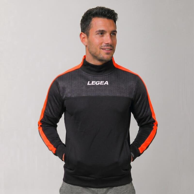 Bărbați Running Giacca Damasco Traspirant Negru-Portocalie Fluorescentă