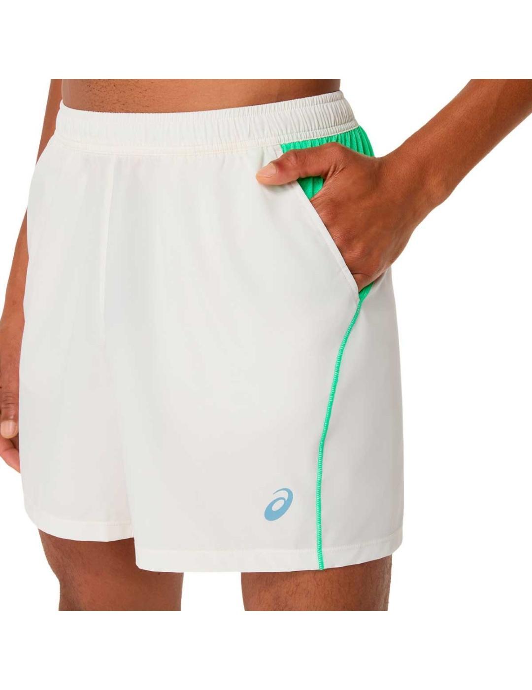 Short Asics Padel Court 7IN Blanco Crema Verde 6/7