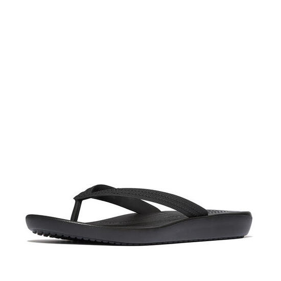 FITFLOP FitFlop Iqushion Mens Textured-Strap Flip-Flops GEHEEL ZWART 43