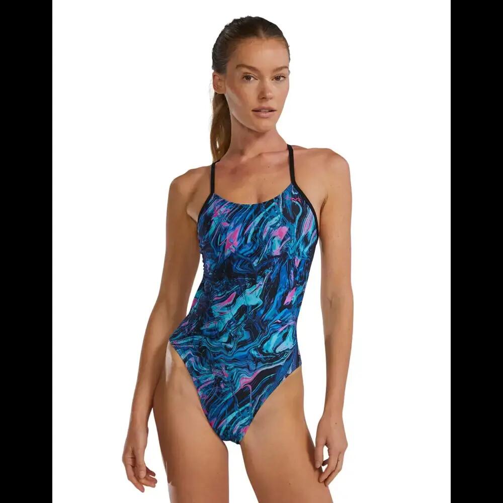 TYR Marmaris Durafast Elite Cutoutfit Swimsuit - Blue/Pink