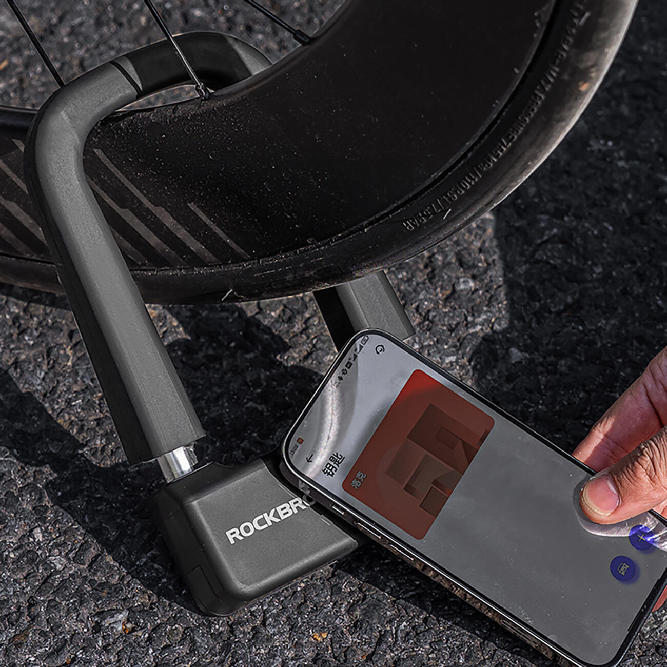 Rockbros RBNS1 SMART Fahrradschloss mit NFC-Lesegerät - Schwarz 6/7