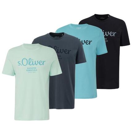 T-Shirt Herren 4er Pack Bequem sitzend-Logo T-Shirt
