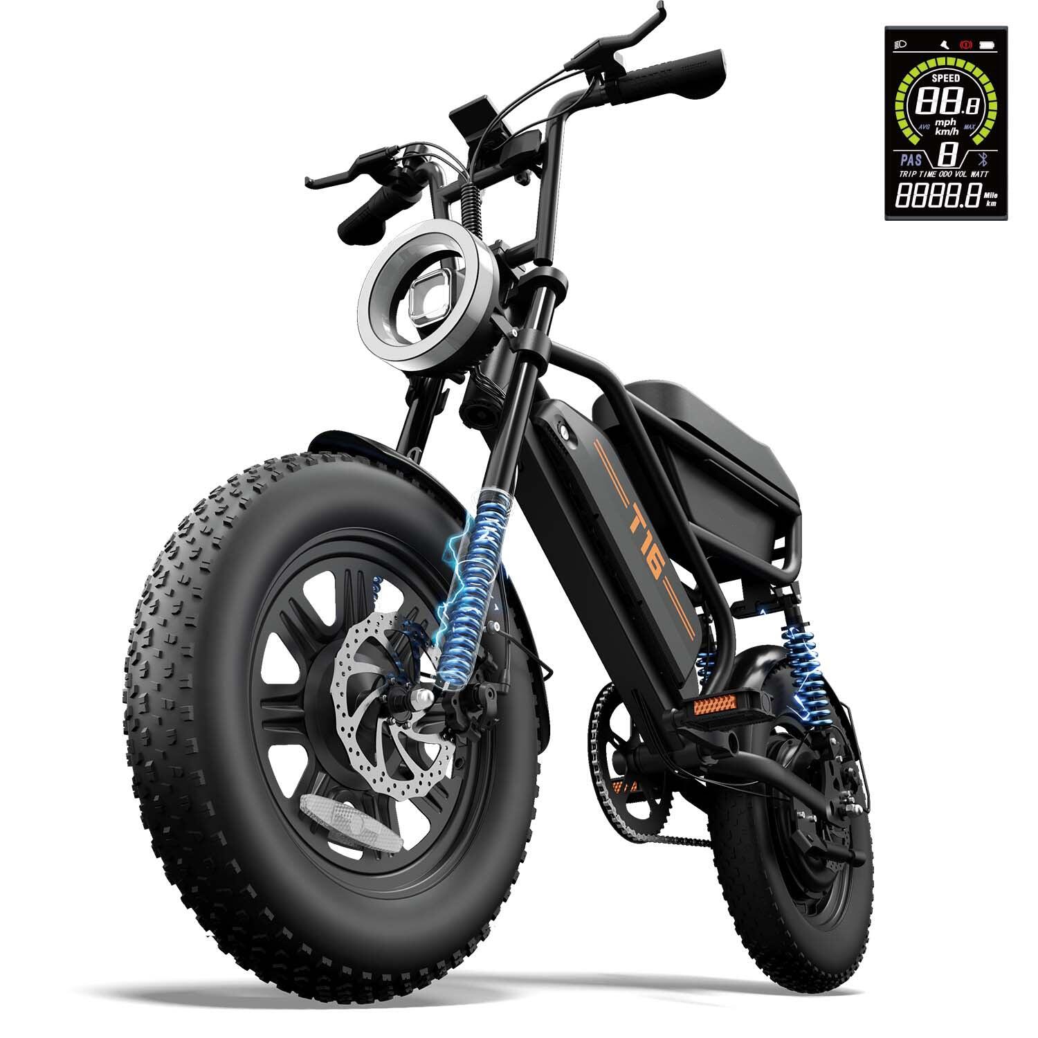 Elektrische Fiets URLIFE T16 500W 48V13Ah 16" Zwart 2/5