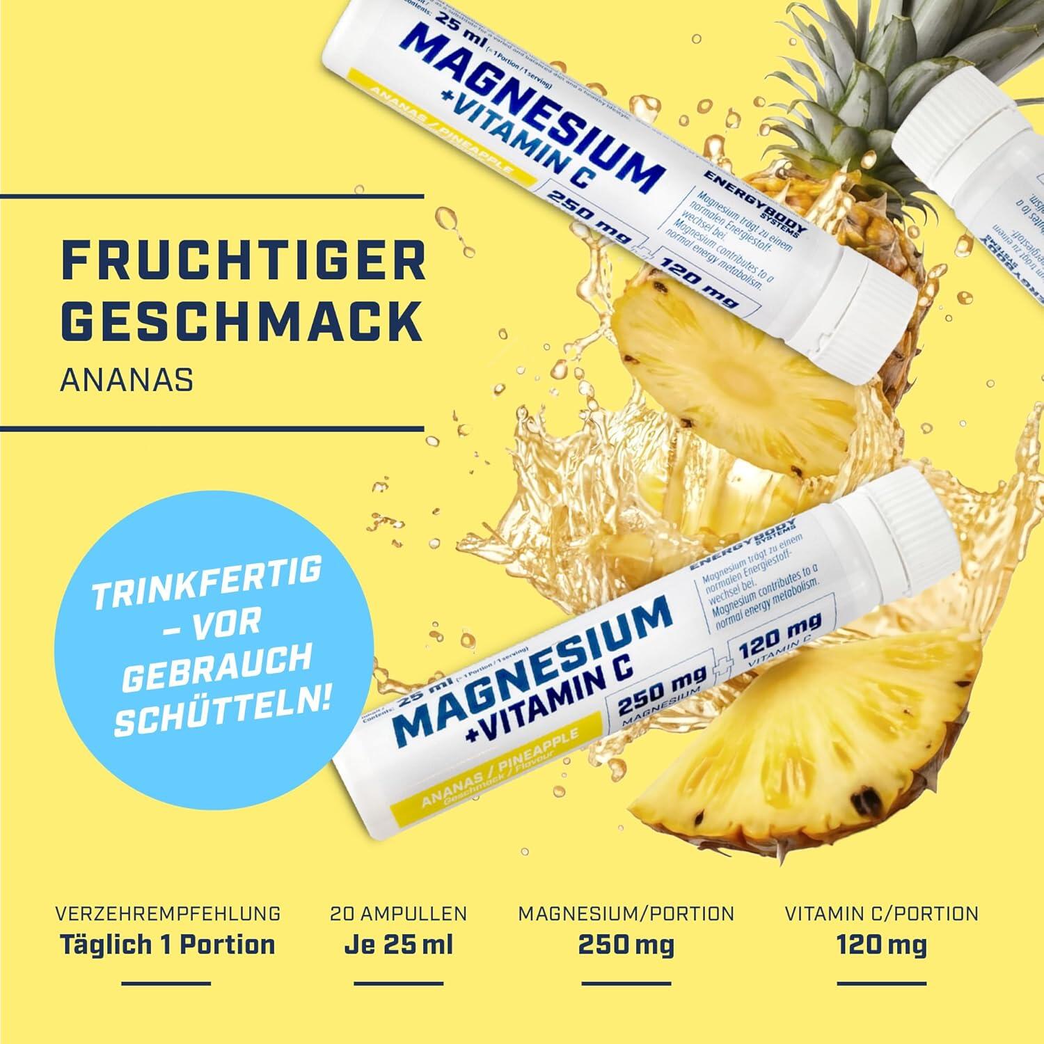 Magnesium + Vitamin C Ampullen, Magnesiumcitrat, hochdosiert, 20 x 25 ml 4/5