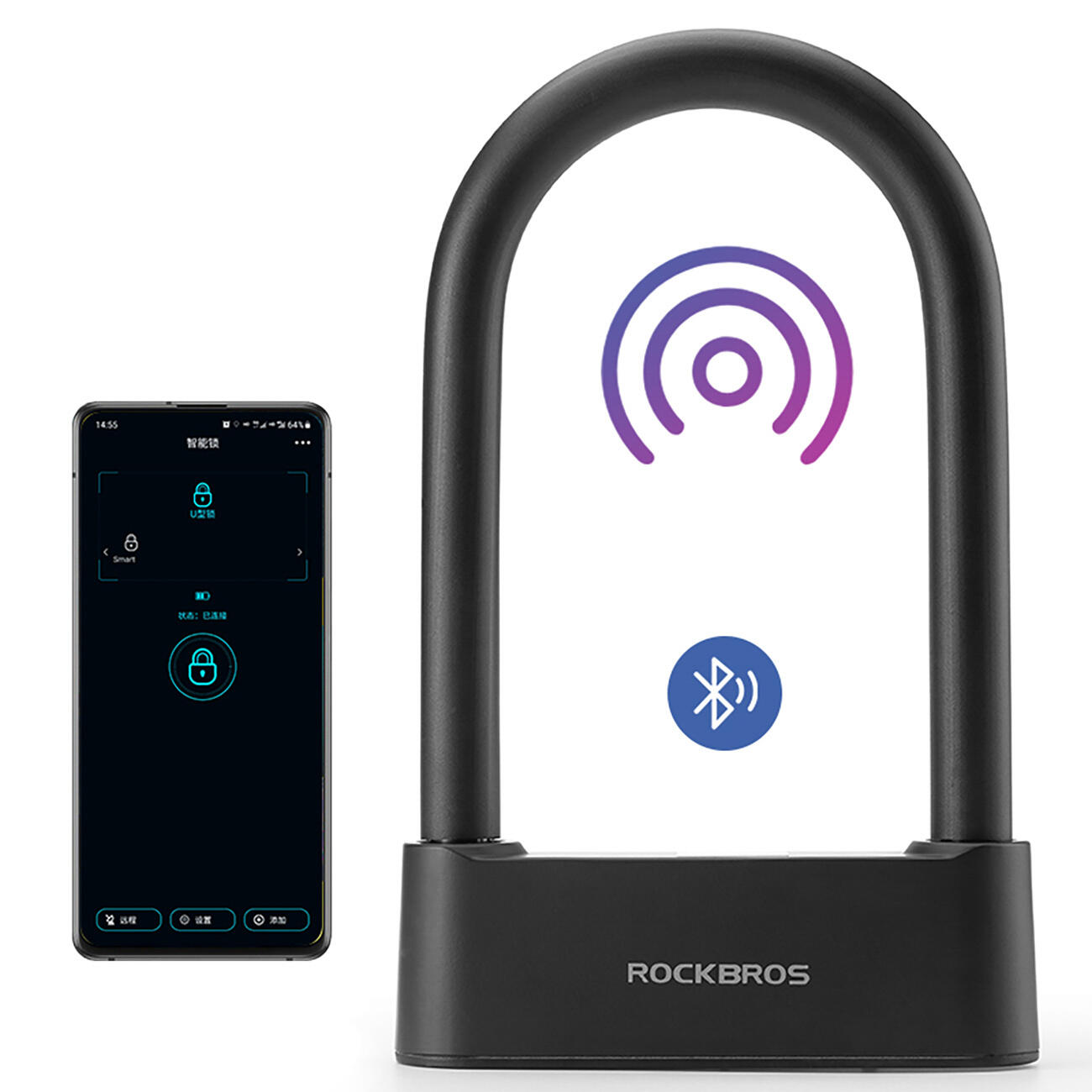 Zámek na kolo Rockbros se čtečkou otisků prstů a Bluetooth 2/7