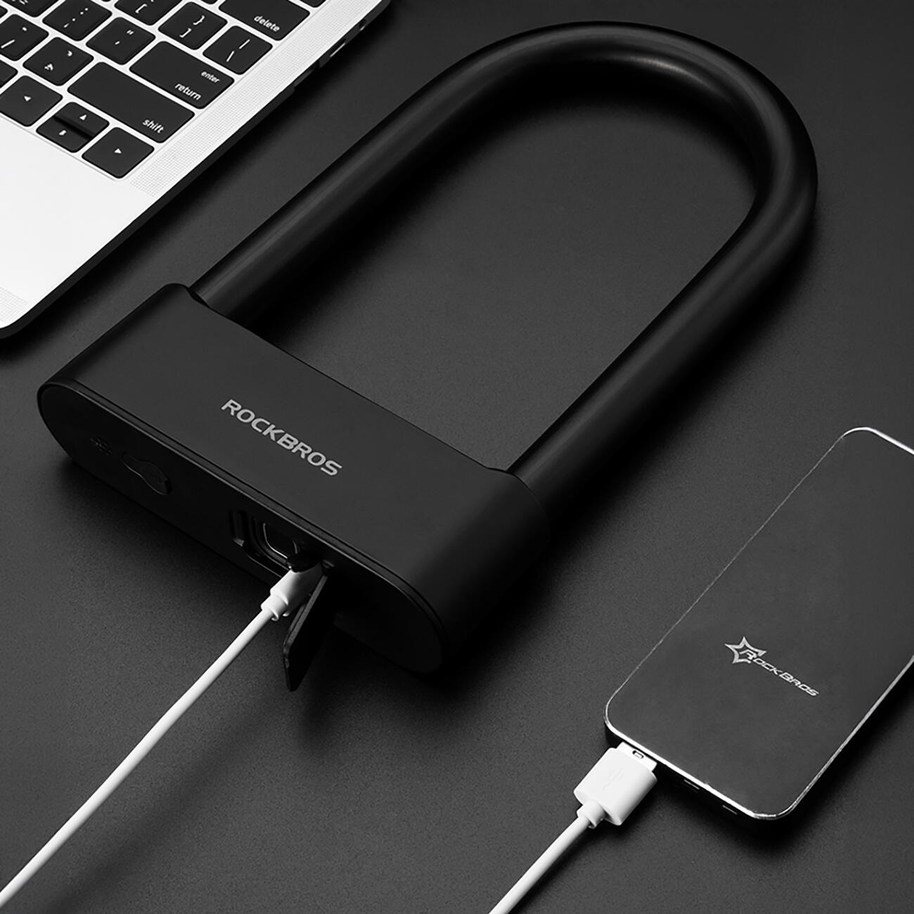 Zámek na kolo Rockbros se čtečkou otisků prstů a Bluetooth 6/7