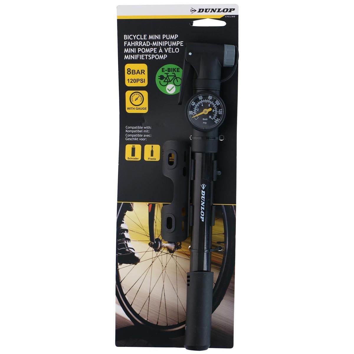 Pompka rowerowa mini Dunlop 120psi 8bar z manometrem 5/5