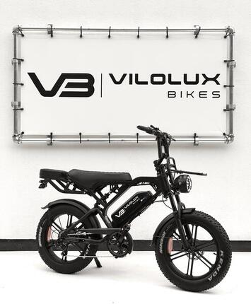 Fatbike V20 PRO avec siège AR & porte-bagages AV - noir, prêt à rouler
