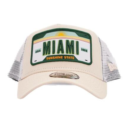 New Era 9FORTY Trucker Cap Miami Patch light beige