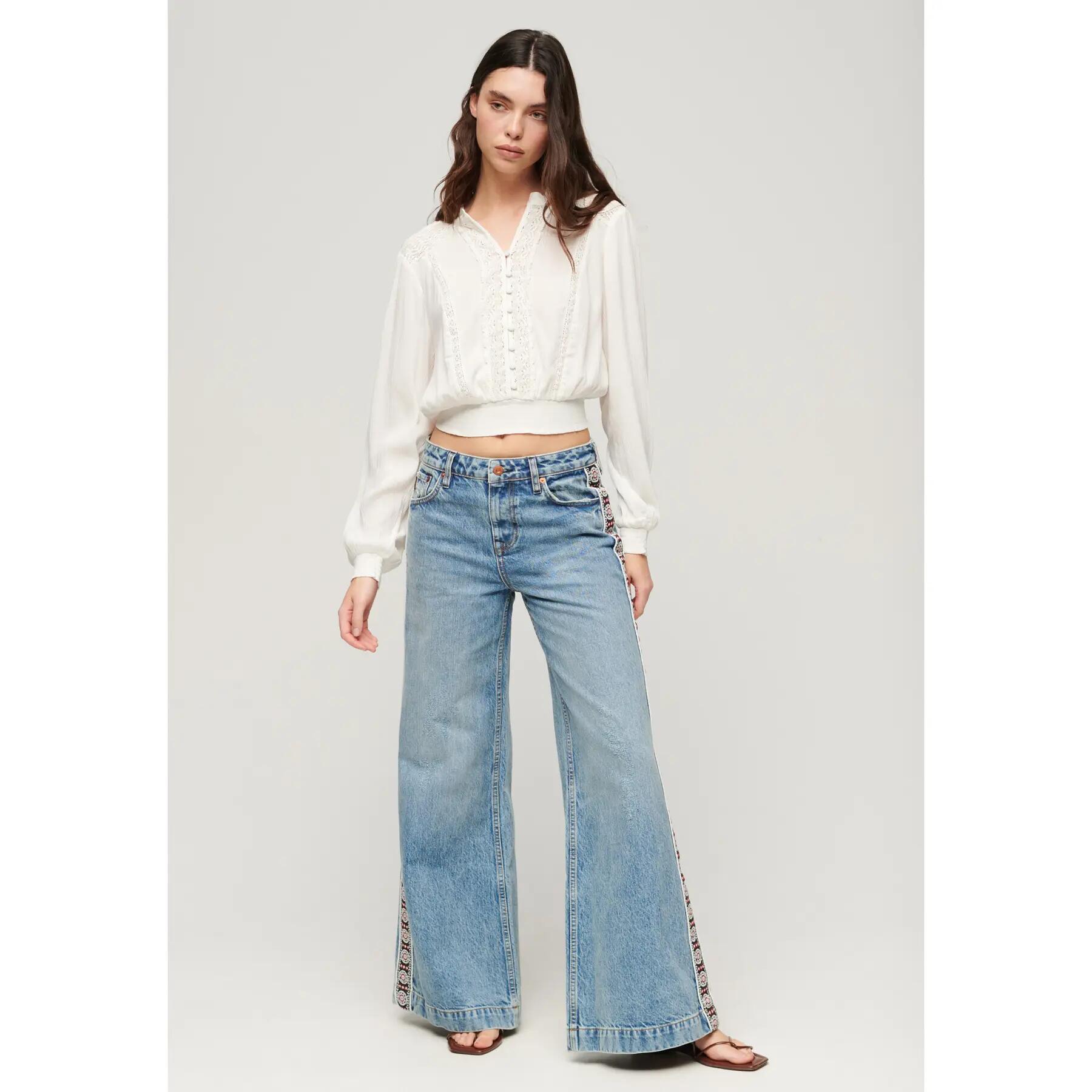 Blusa smocked de manga larga para mujer Superdry 3/6