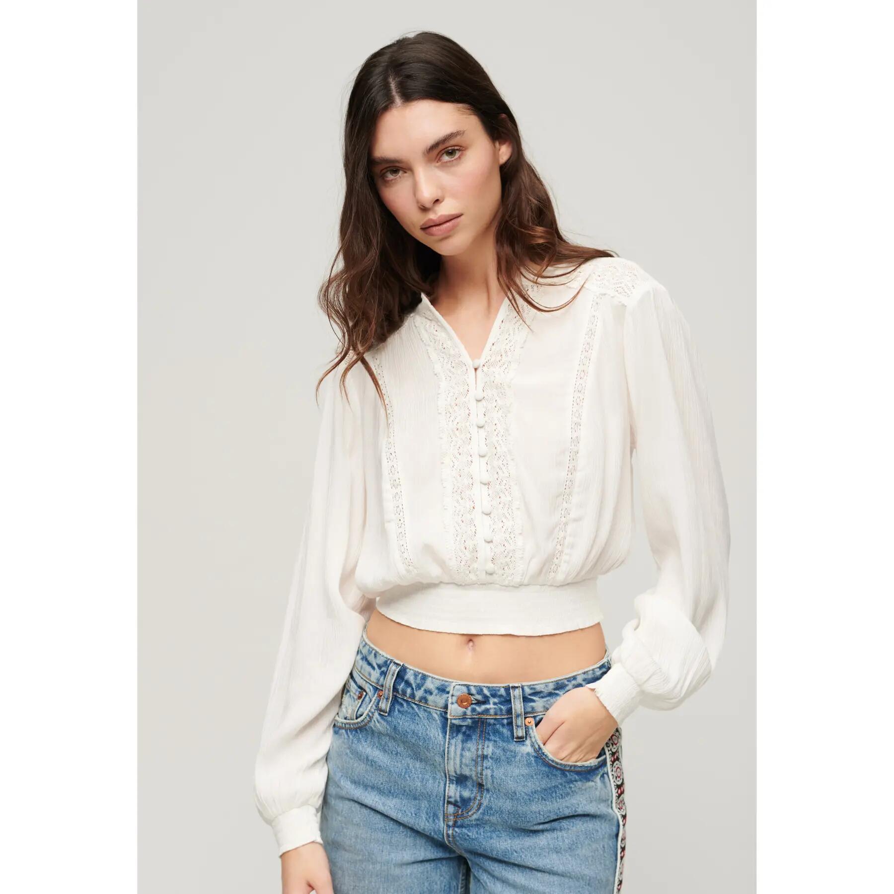 Blusa smocked de manga larga para mujer Superdry 2/6