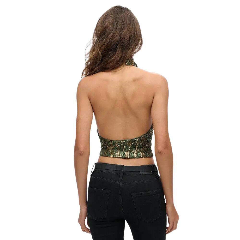 Top z cekinami z dekoltem typu halter Cowl. 5/7