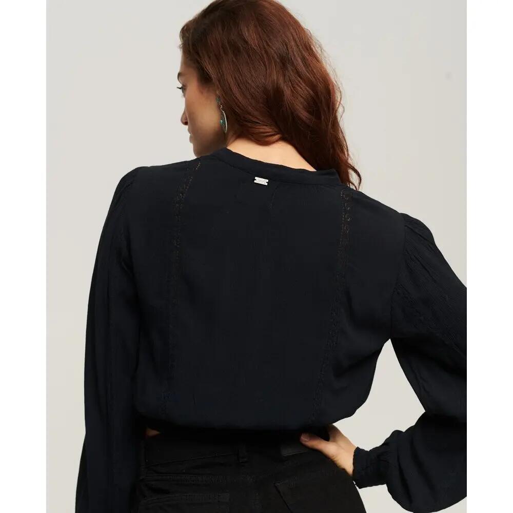 Blusa de manga comprida com bata e rendas para mulher Superdry 4/4