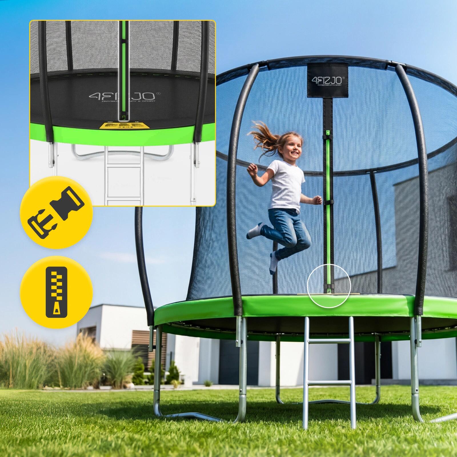 Trampolina ogrodowa dla dzieci 4FIZJO PRO z siatką ochronną 252cm 8FT 4/7