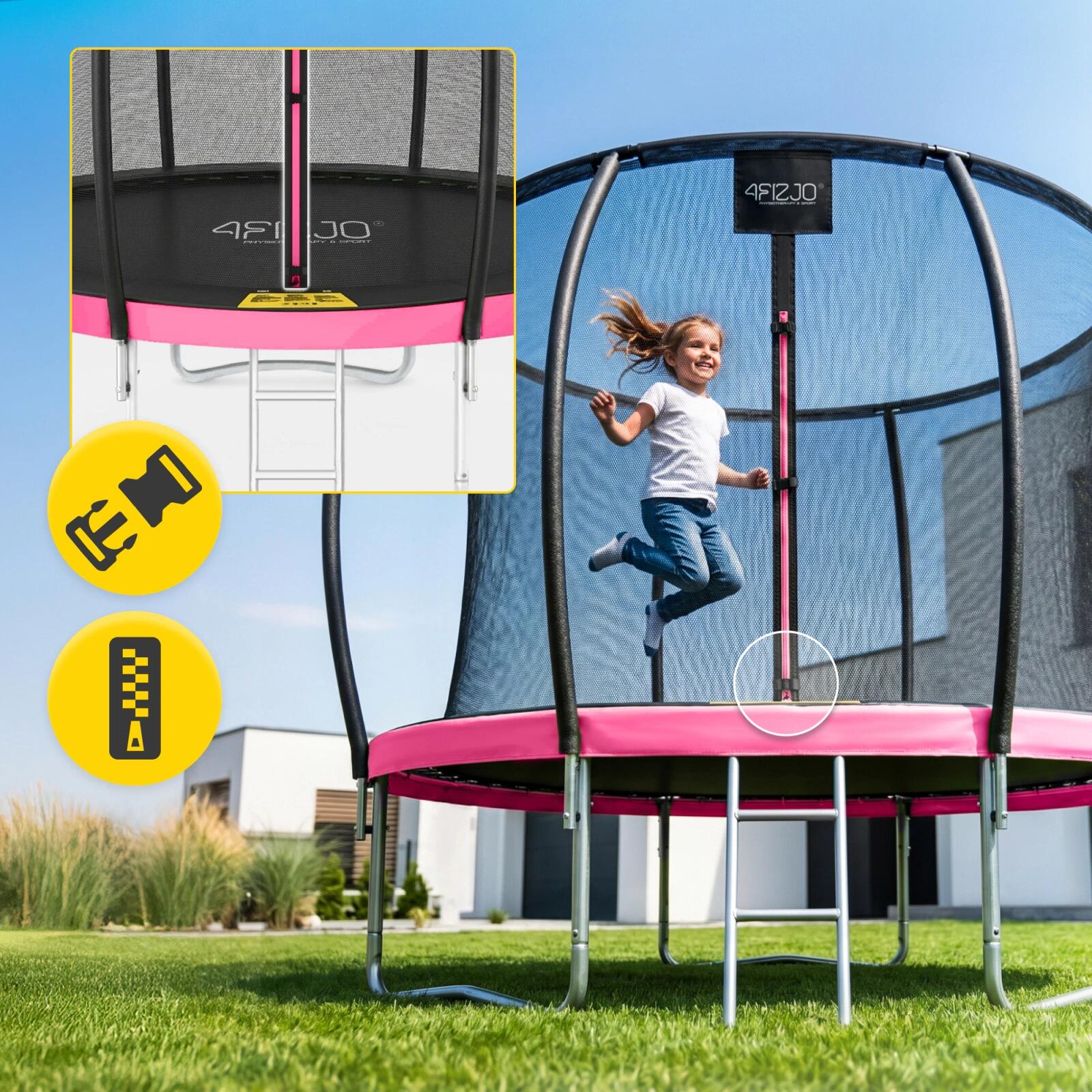 Trampolina ogrodowa dla dzieci 4FIZJO PRO z siatką ochronną 252cm 8FT 4/7