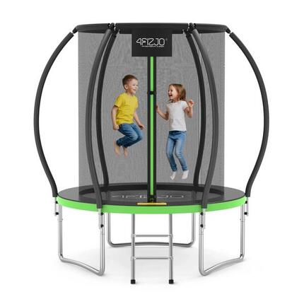 Trampolina ogrodowa dla dzieci 4FIZJO PRO z siatką ochronną 183cm 6FT zielona