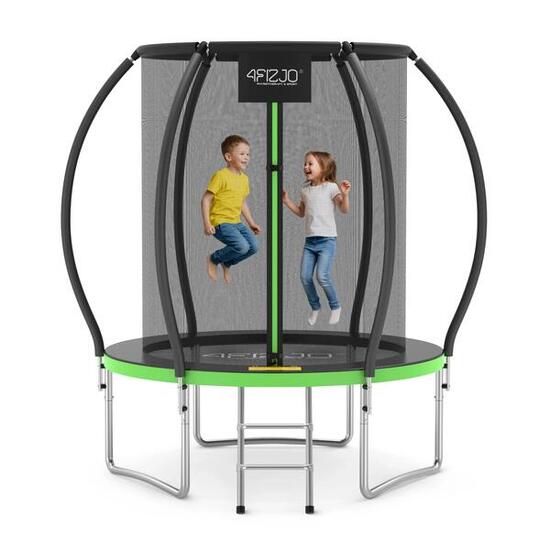 Trampolina ogrodowa dla dzieci 4FIZJO PRO z siatką ochronną 183cm 6FT zielona